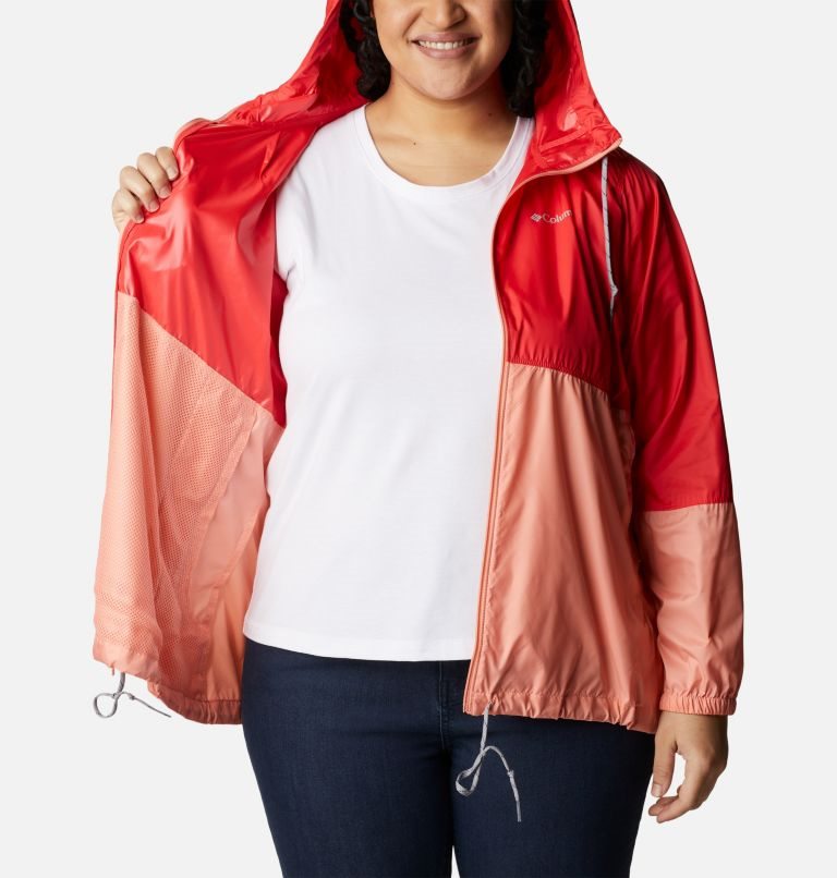 Columbia Flash Forward Windbreaker Jakke Dame Rød Korall | Plus Size 68903T